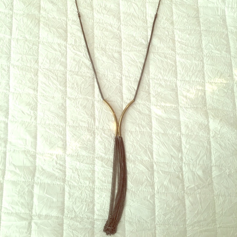 Dangle gold and silver necklace